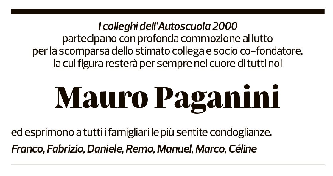 Annuncio funebre Mauro Paganini