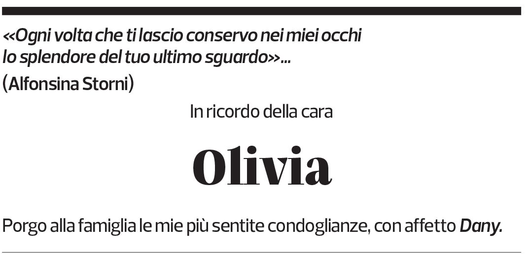 Annuncio funebre Olivia Macciacchini