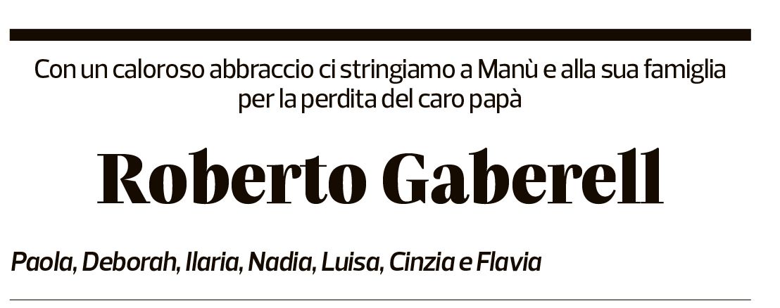 Annuncio funebre Roberto Gaberell