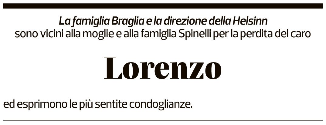 Annuncio funebre Lorenzo Spinelli