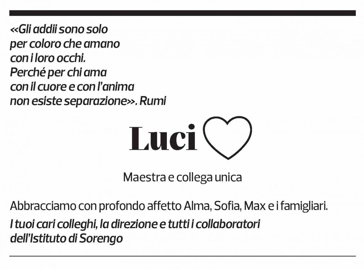 Annuncio funebre Lucia Lafranchi Zatta