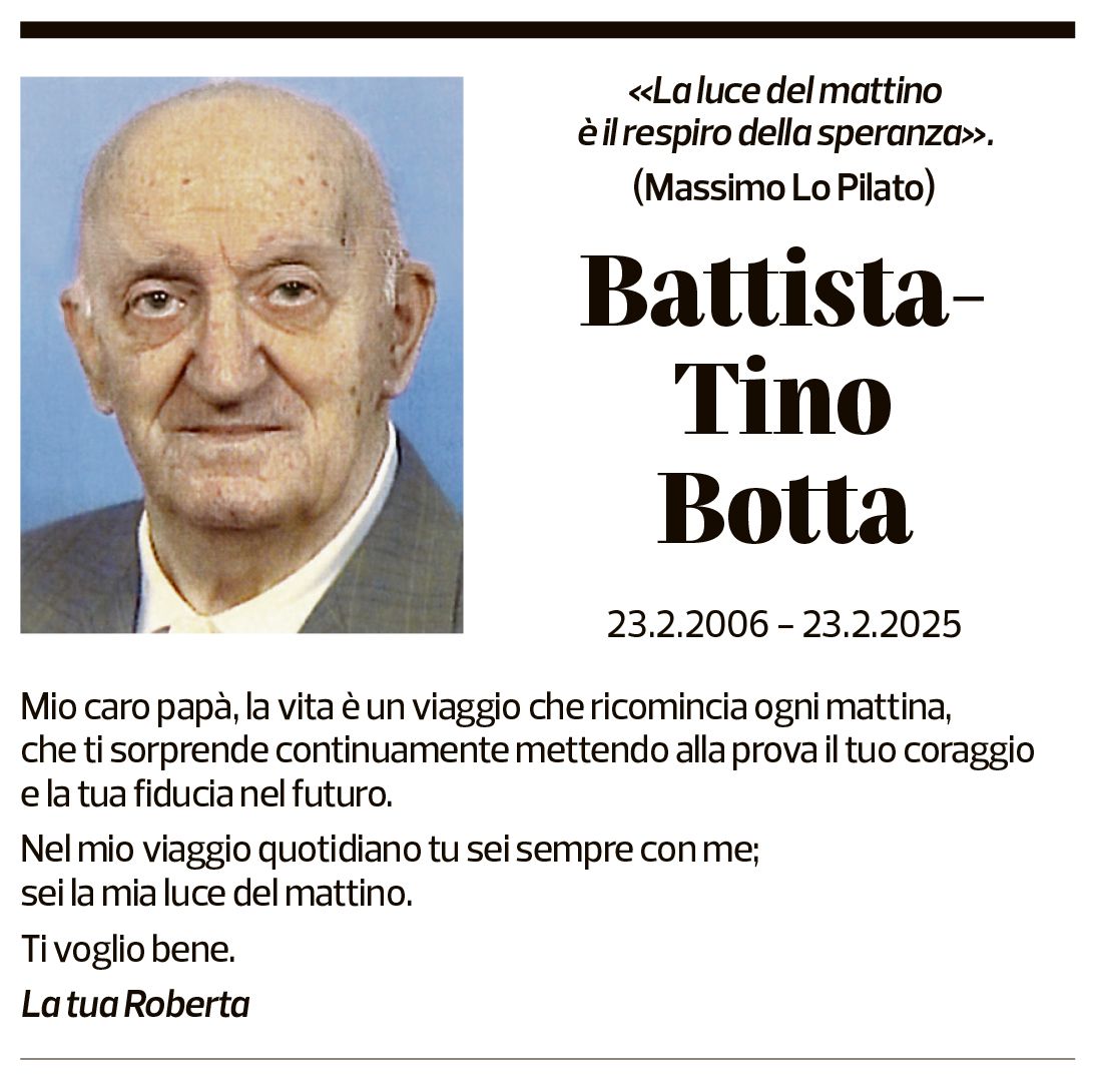 Annuncio funebre Battista-tino Botta