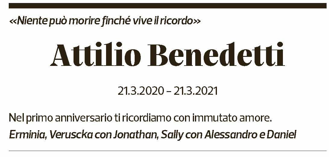 Annuncio funebre Attilio Benedetti