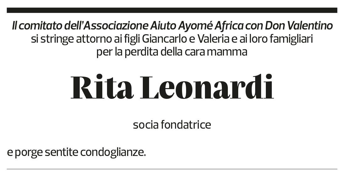 Annuncio funebre Rita Leonardi