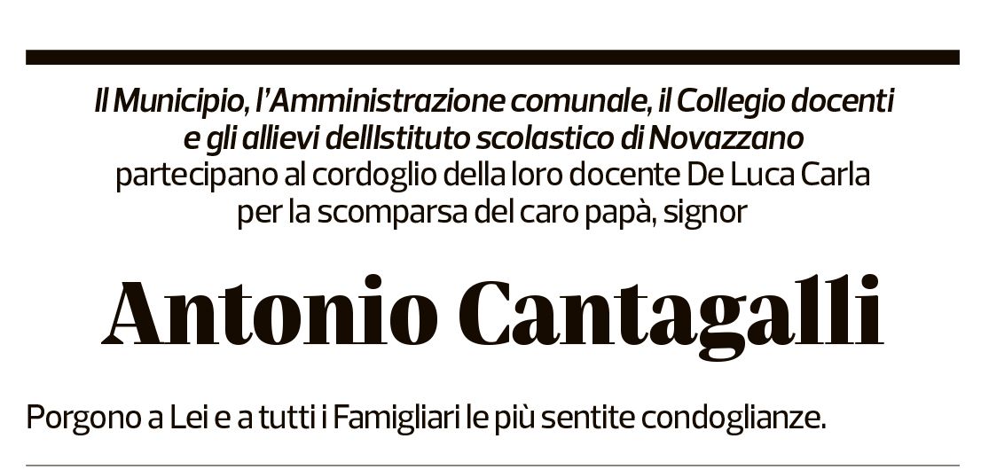 Annuncio funebre Antonio Cantagalli