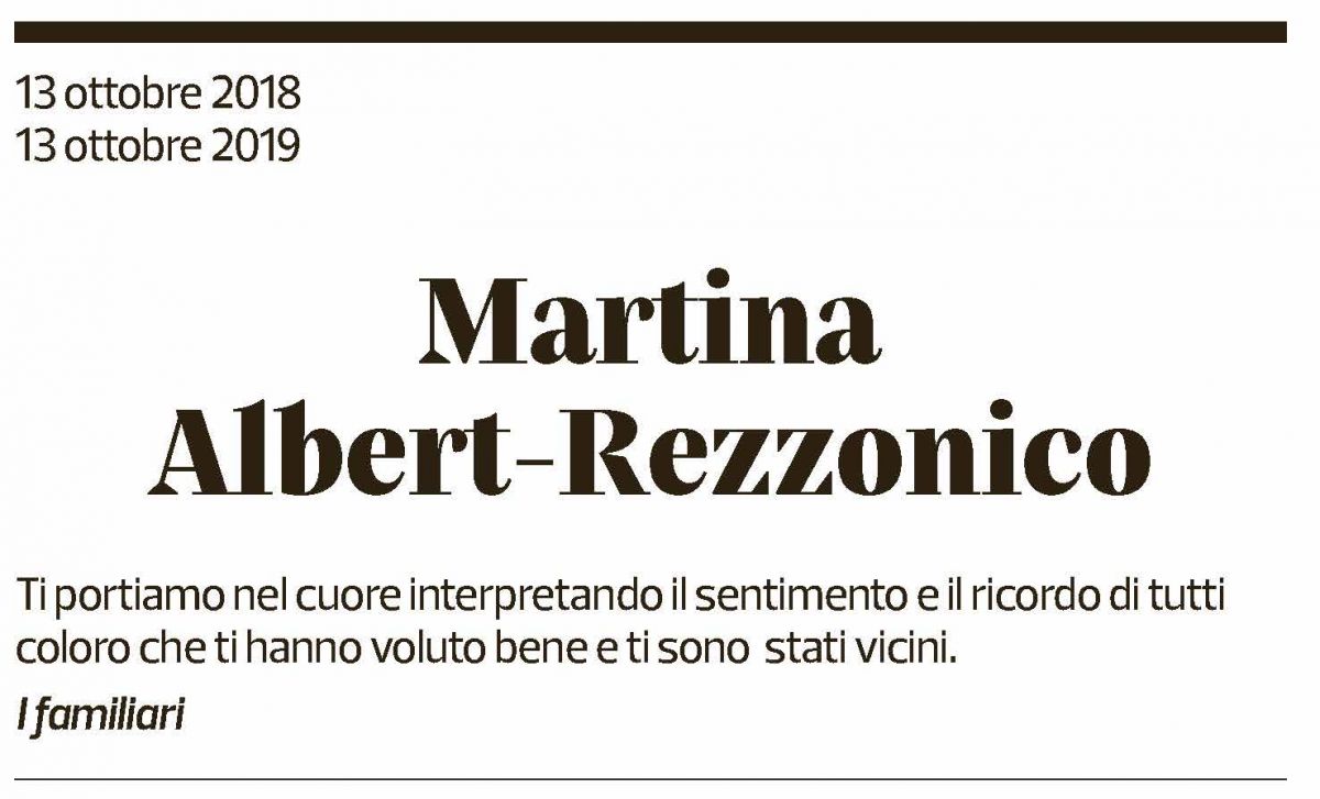 Annuncio funebre Martina Albert-rezzonico