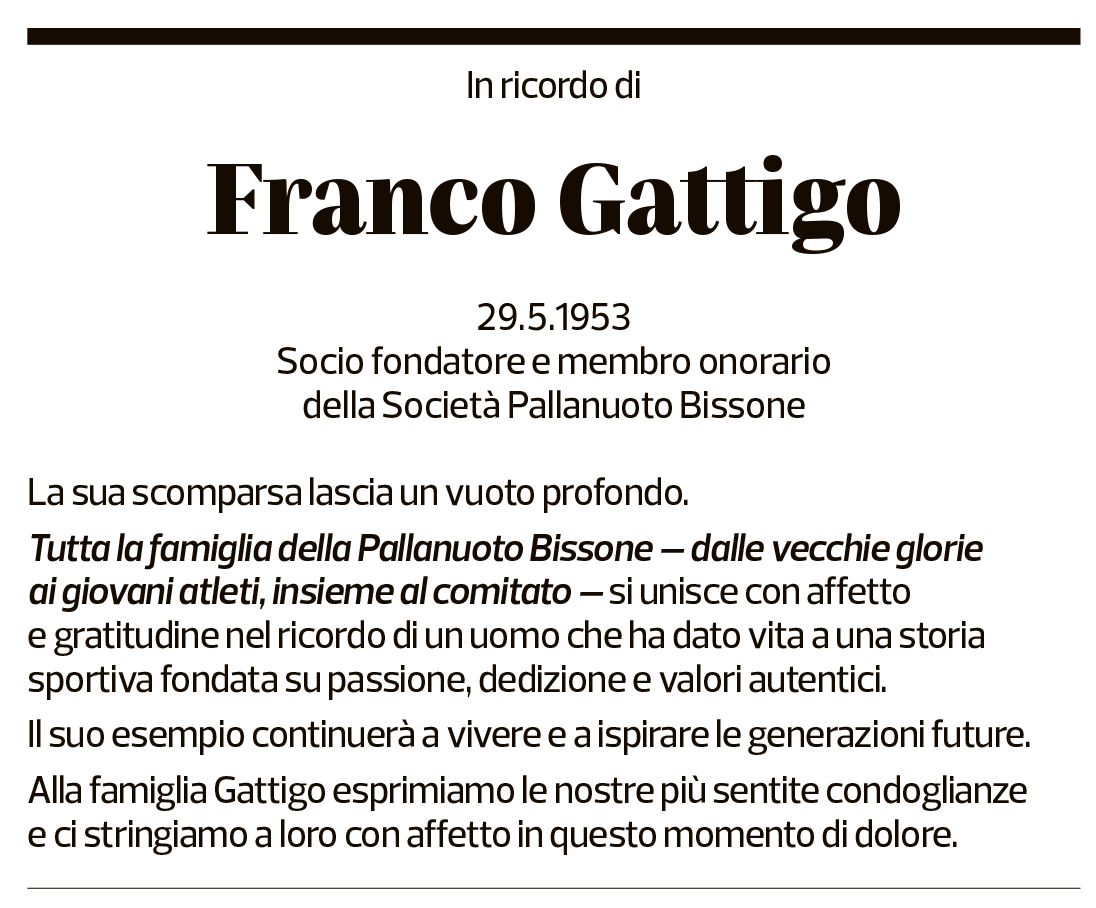 Annuncio funebre Franco Gattigo