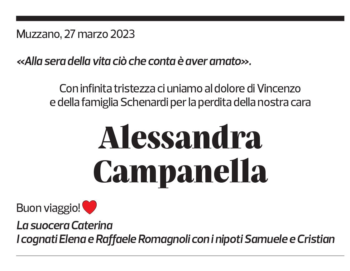 Annuncio funebre Alessandra Campanella-schenardi