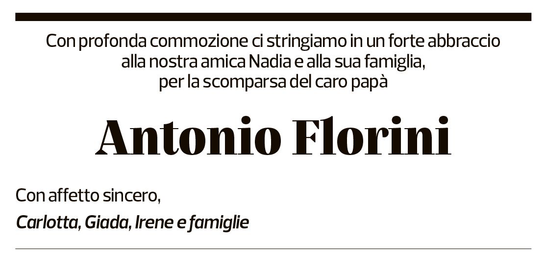 Annuncio funebre Antonio Florini