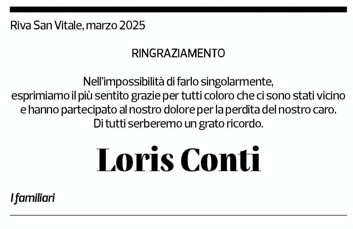 Annuncio funebre Loris Conti
