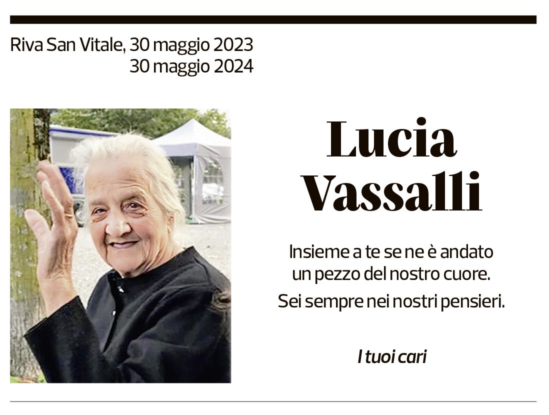 Annuncio funebre Lucia Vassalli