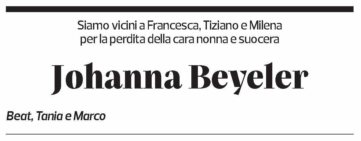 Annuncio funebre Giovanna Hanny Beyeler