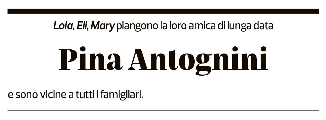 Annuncio funebre Giuseppina Antognini