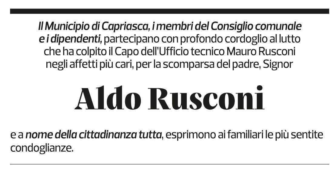 Annuncio funebre Aldo Rusconi