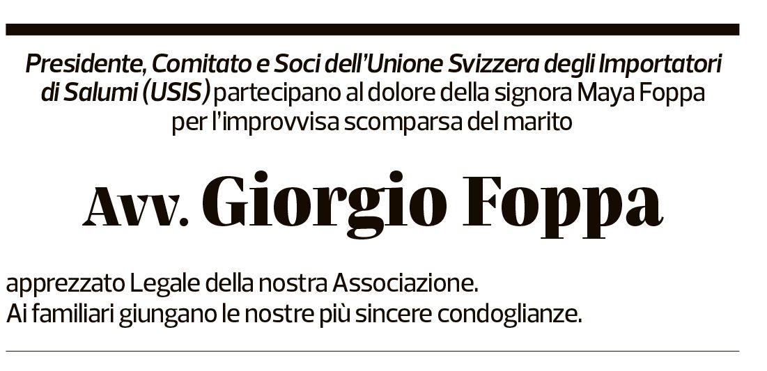 Annuncio funebre Giorgio Foppa