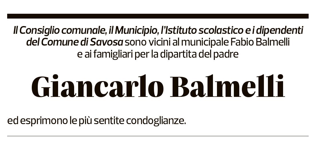 Annuncio funebre Giancarlo Balmelli