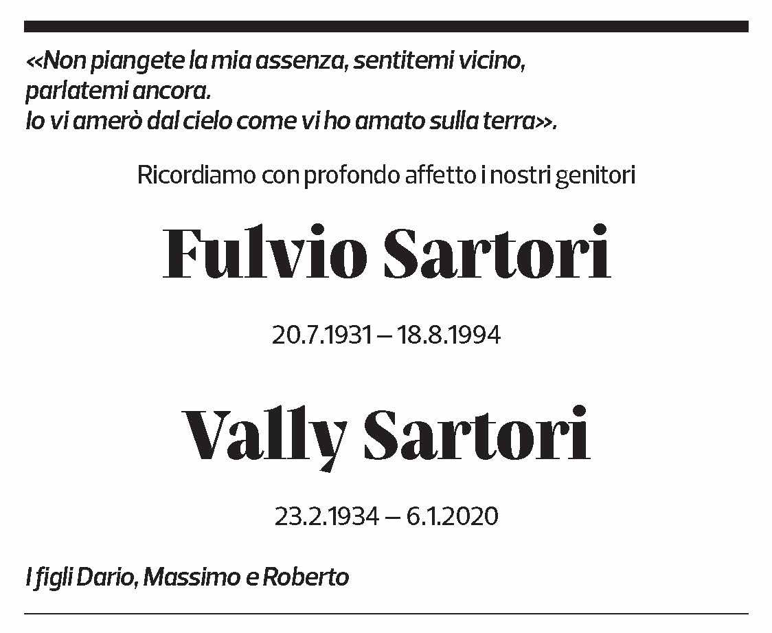 Annuncio funebre Fulvio & Vally Sartori