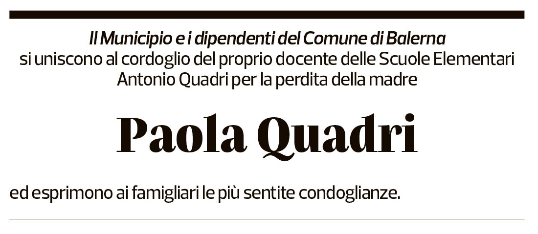 Annuncio funebre Paola Quadri