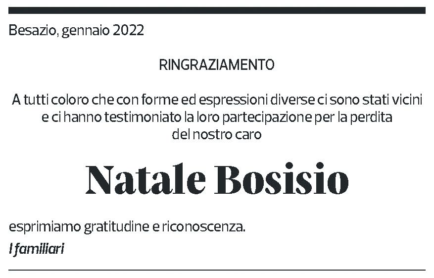 Annuncio funebre Natale Bosisio