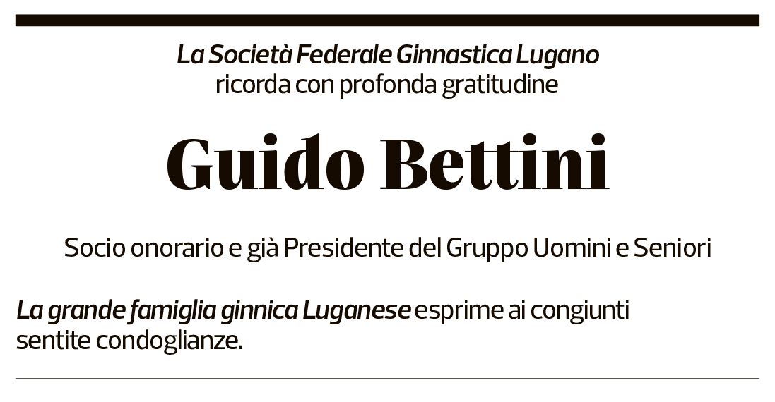 Annuncio funebre Guido Bettini