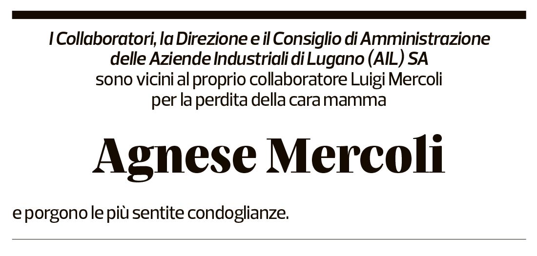 Annuncio funebre Agnese Mercoli
