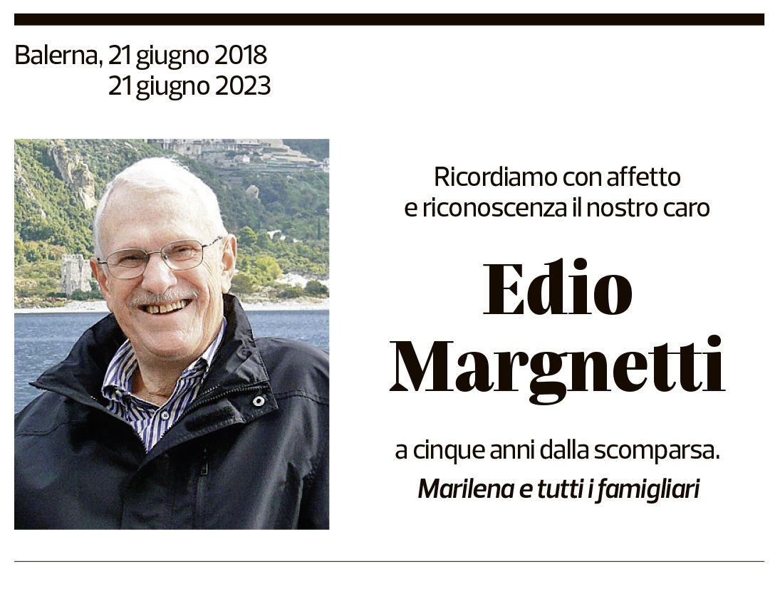 Annuncio funebre Edio Margnetti