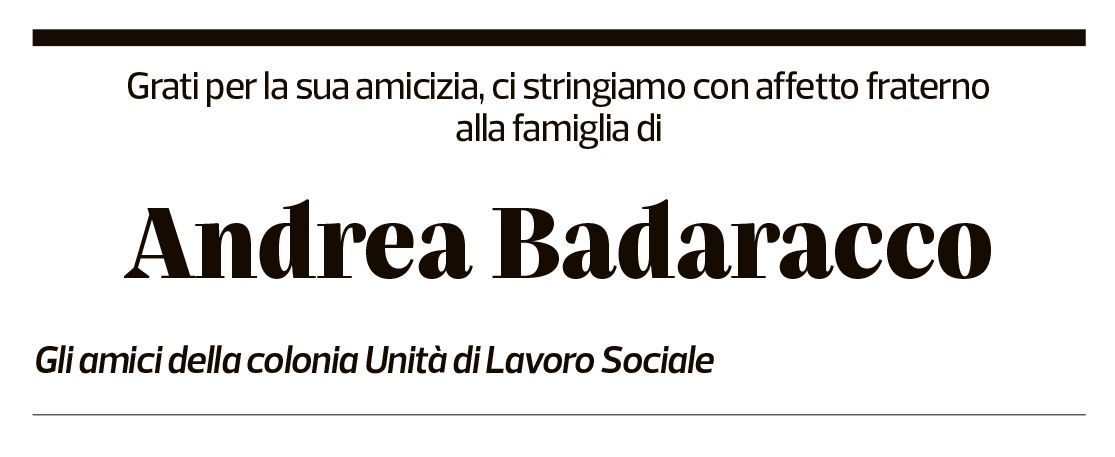 Annuncio funebre Andrea Badaracco