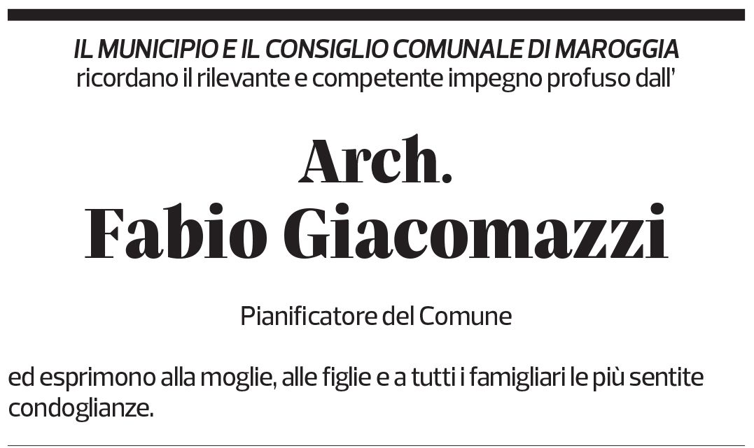 Annuncio funebre Fabio Giacomazzi