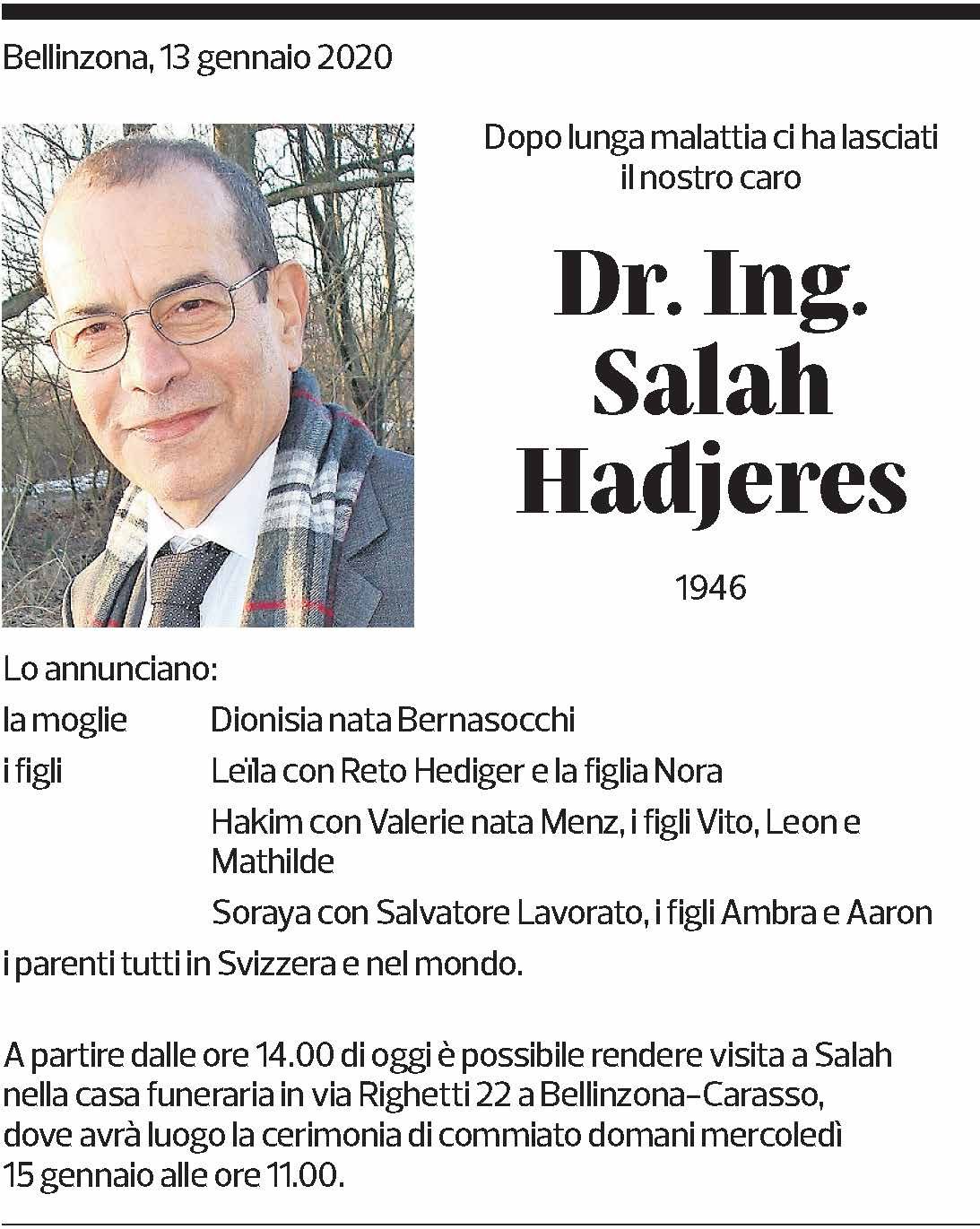 Annuncio funebre Salah Hadjeres