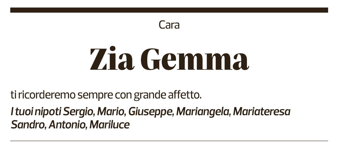 Annuncio funebre Gemma Pelloni