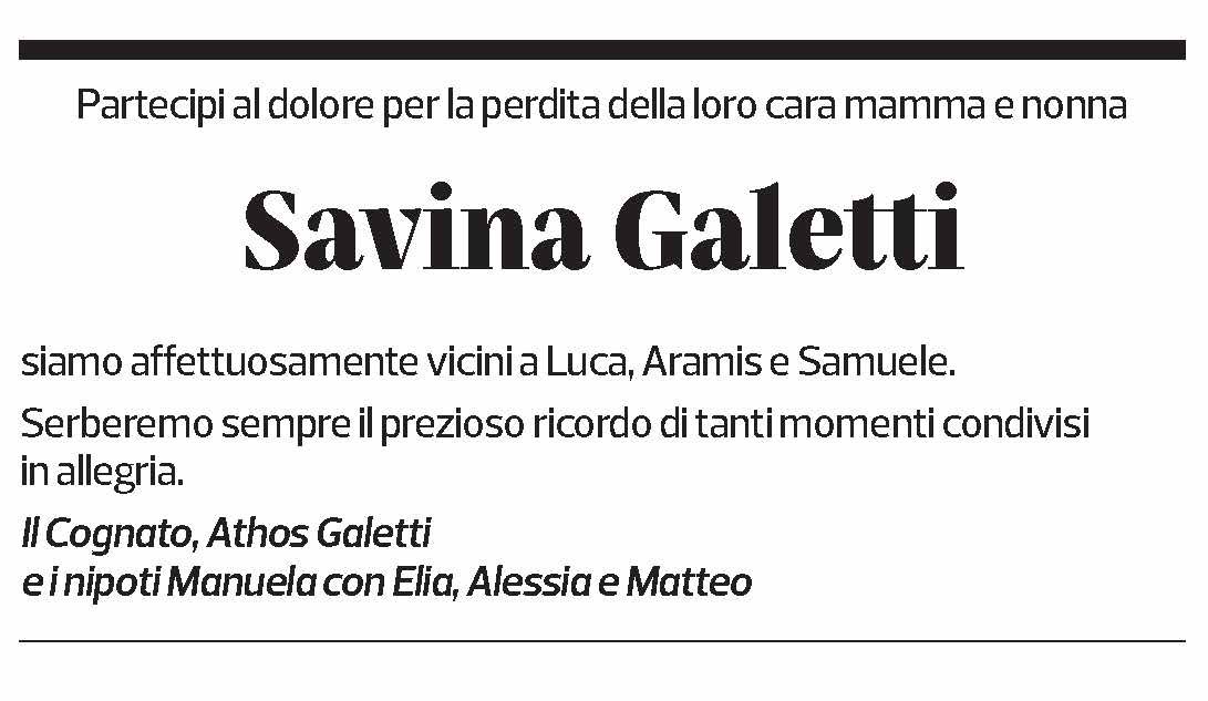 Annuncio funebre Savina Galetti