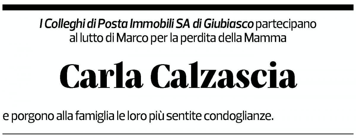Annuncio funebre Carla Calzascia
