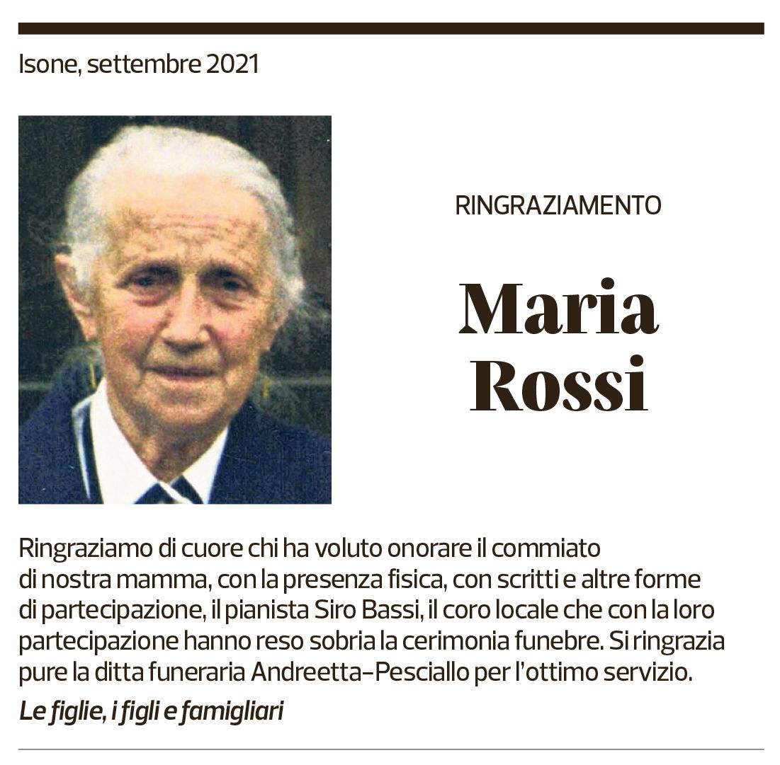 Annuncio funebre Maria Rossi