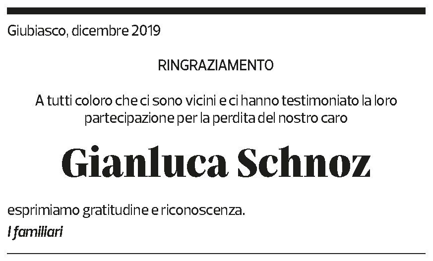 Annuncio funebre Gianluca Schnoz