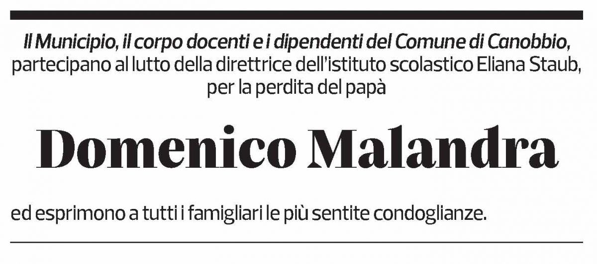 Annuncio funebre Domenico Malandra