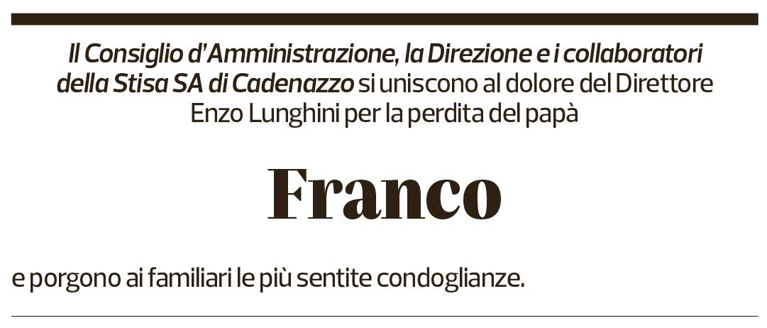 Annuncio funebre Franco Lunghini