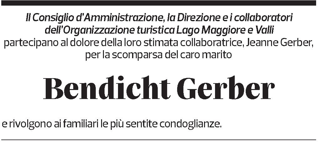 Annuncio funebre Bendicht Gerber