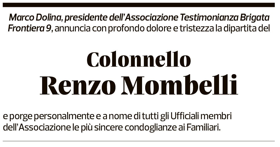 Annuncio funebre Renzo Mombelli