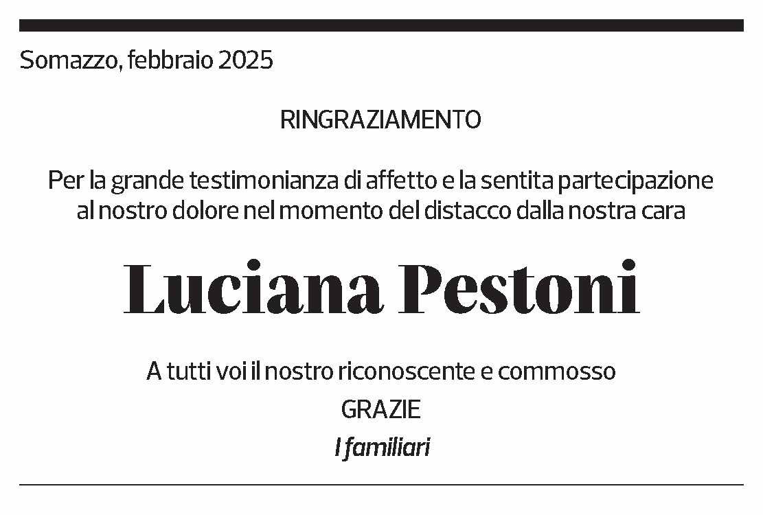 Annuncio funebre Luciana Pestoni