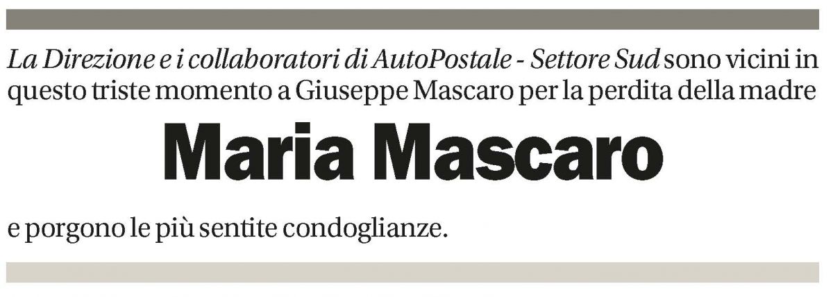 Annuncio funebre Maria Mascaro