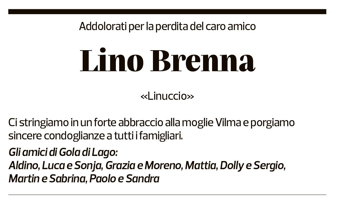 Annuncio funebre Lino Brenna