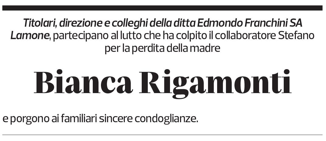 Annuncio funebre Bianca Rigamonti