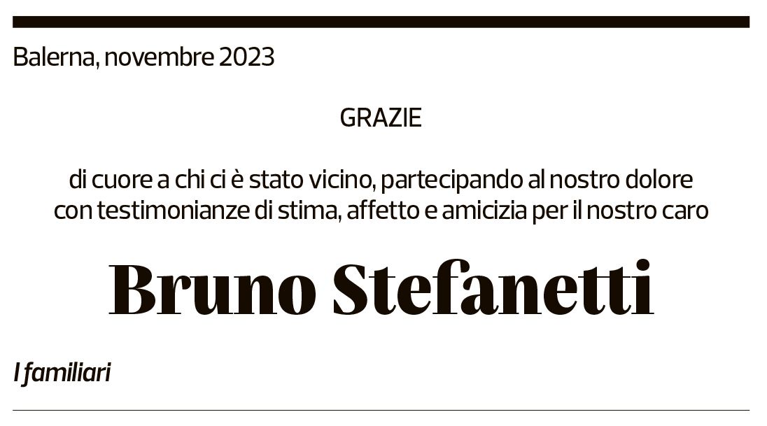 Annuncio funebre Bruno Stefanetti