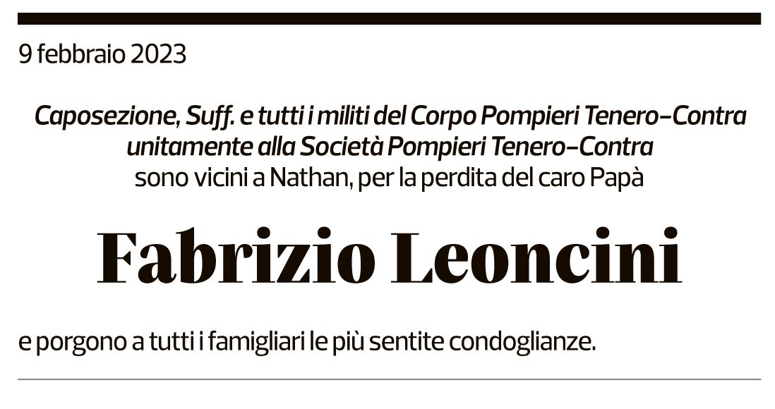 Annuncio funebre Fabrizio Leoncini