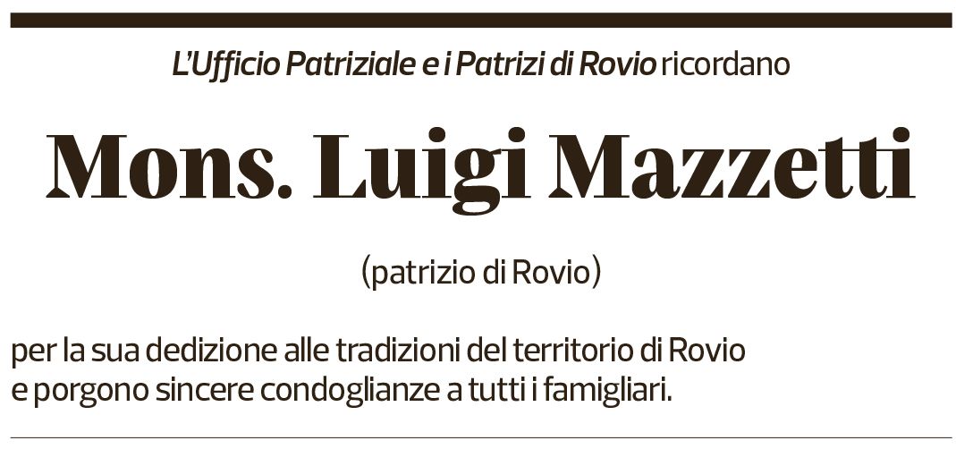 Annuncio funebre Luigi Mazzetti