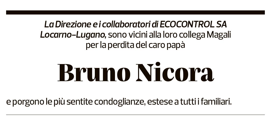 Annuncio funebre Bruno Nicora