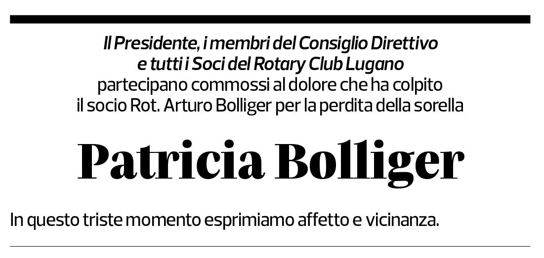 Annuncio funebre Patricia Bolliger