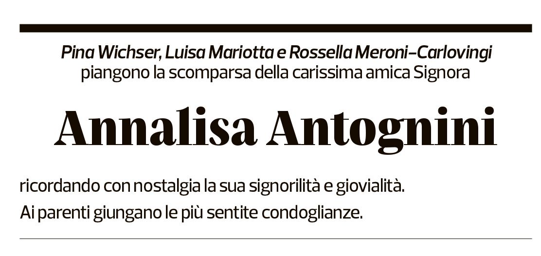 Annuncio funebre Annalisa Antognini