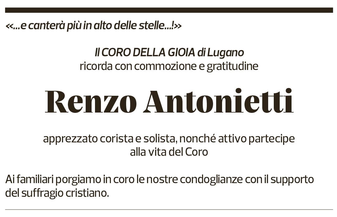 Annuncio funebre Renzo Antonietti