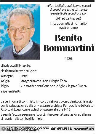 Annuncio funebre Benito Bommartini